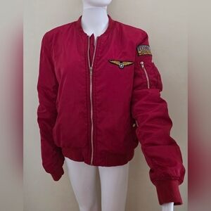AtZ California Women's Size Large Mock Pilot Red Bomber Jacket